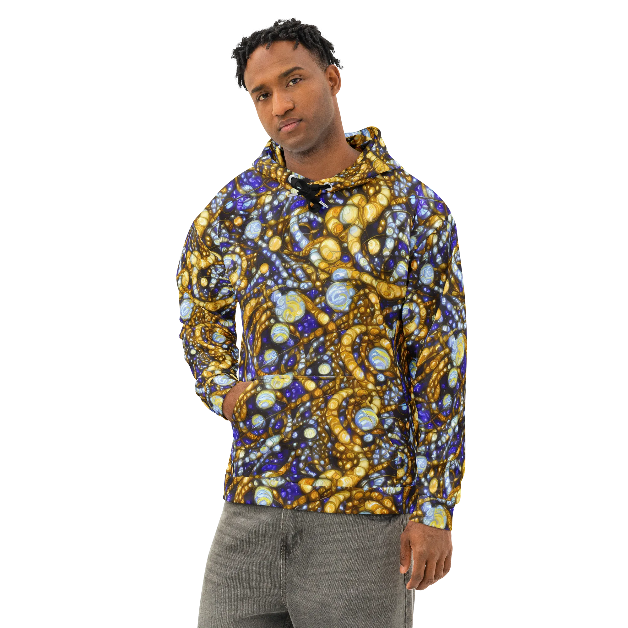 Molten Cobalt on Cotton Hoodie — Left Front