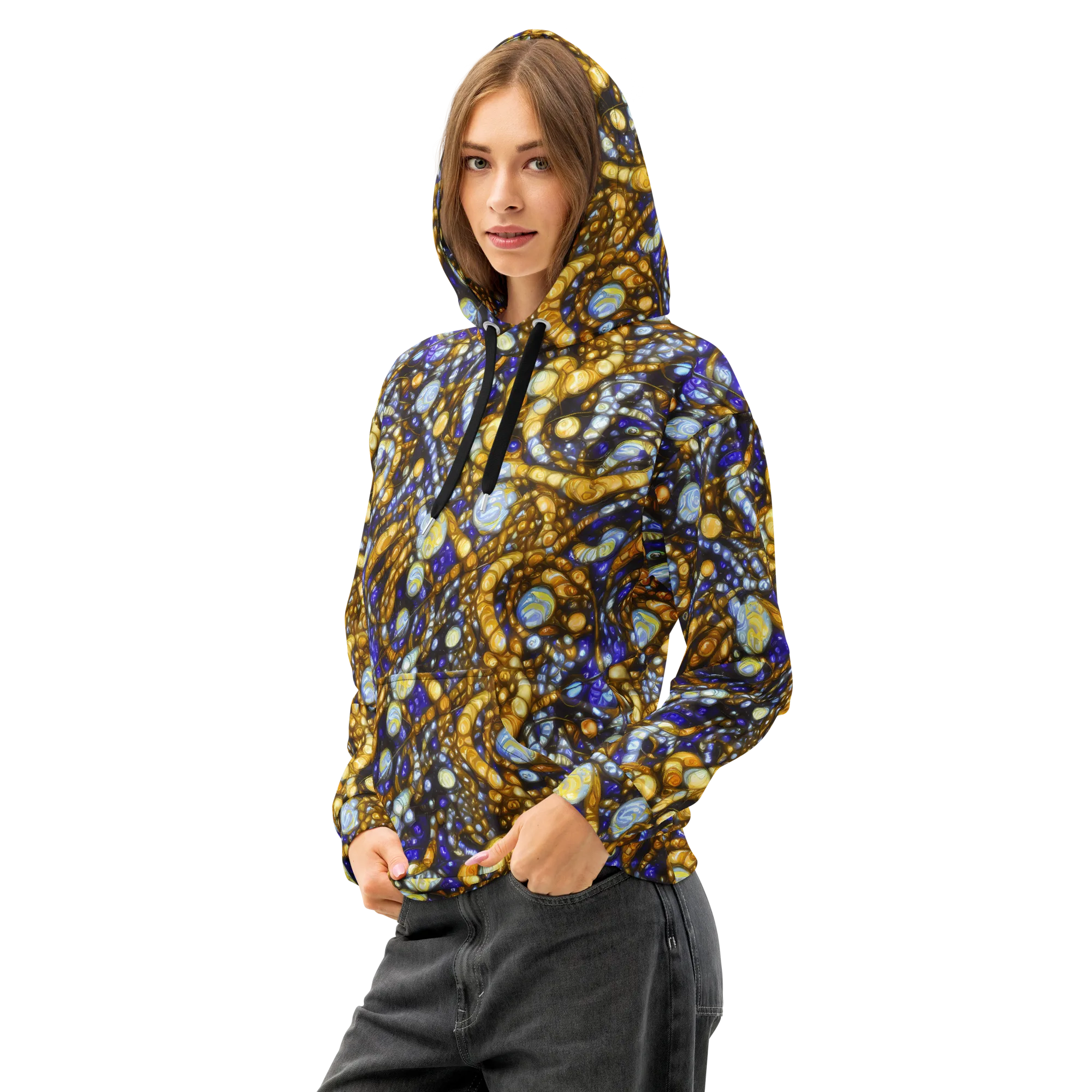 Molten Cobalt on Cotton Hoodie — Left Front