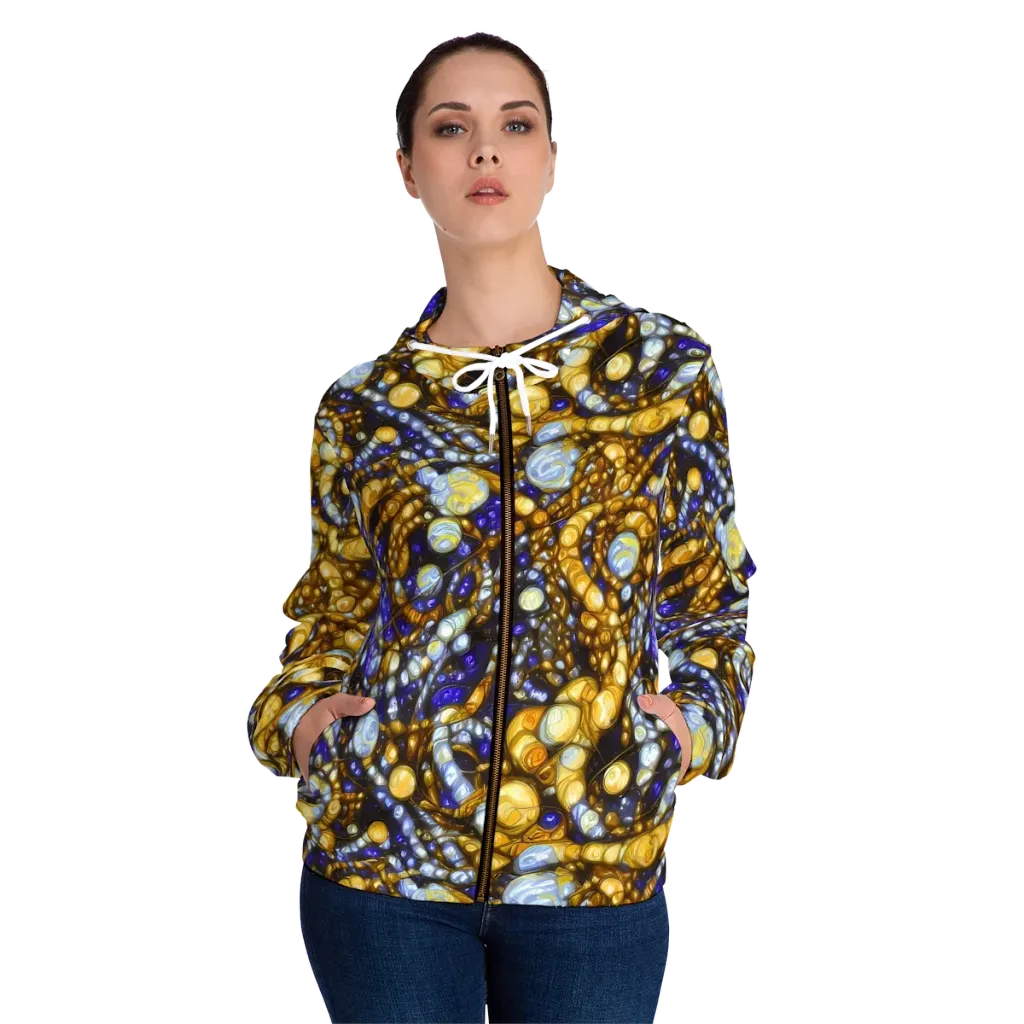 Molten Cobalt on Women's Full-Zip Hoodie — Front On Person