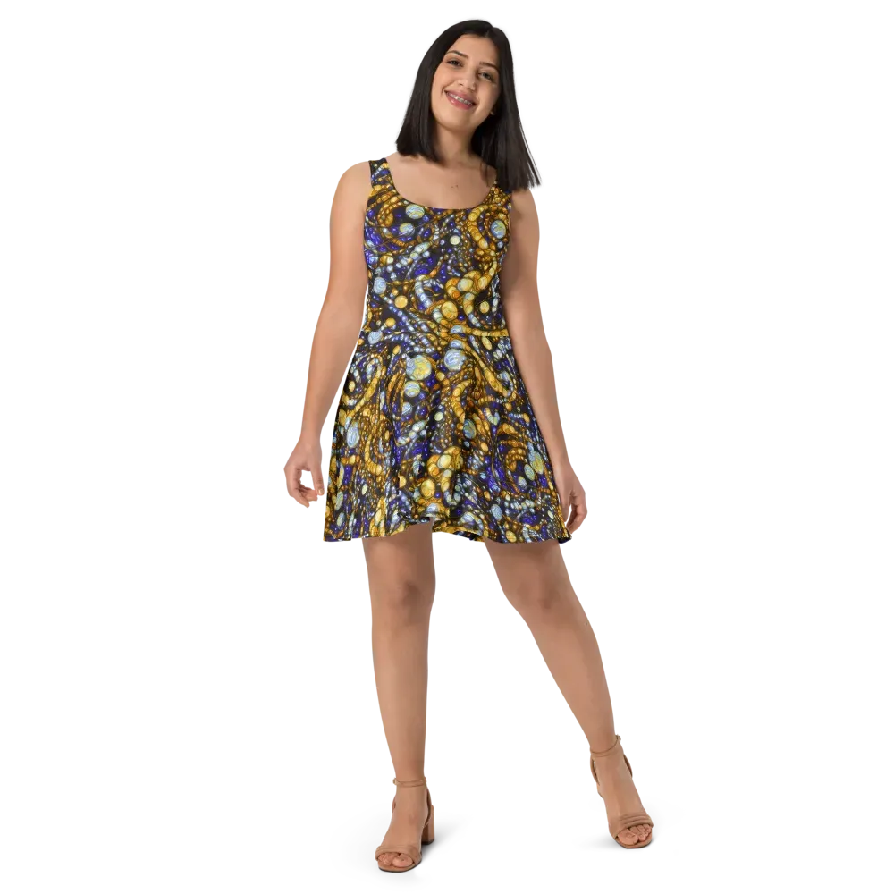 Molten Cobalt on Skater Dress — Front