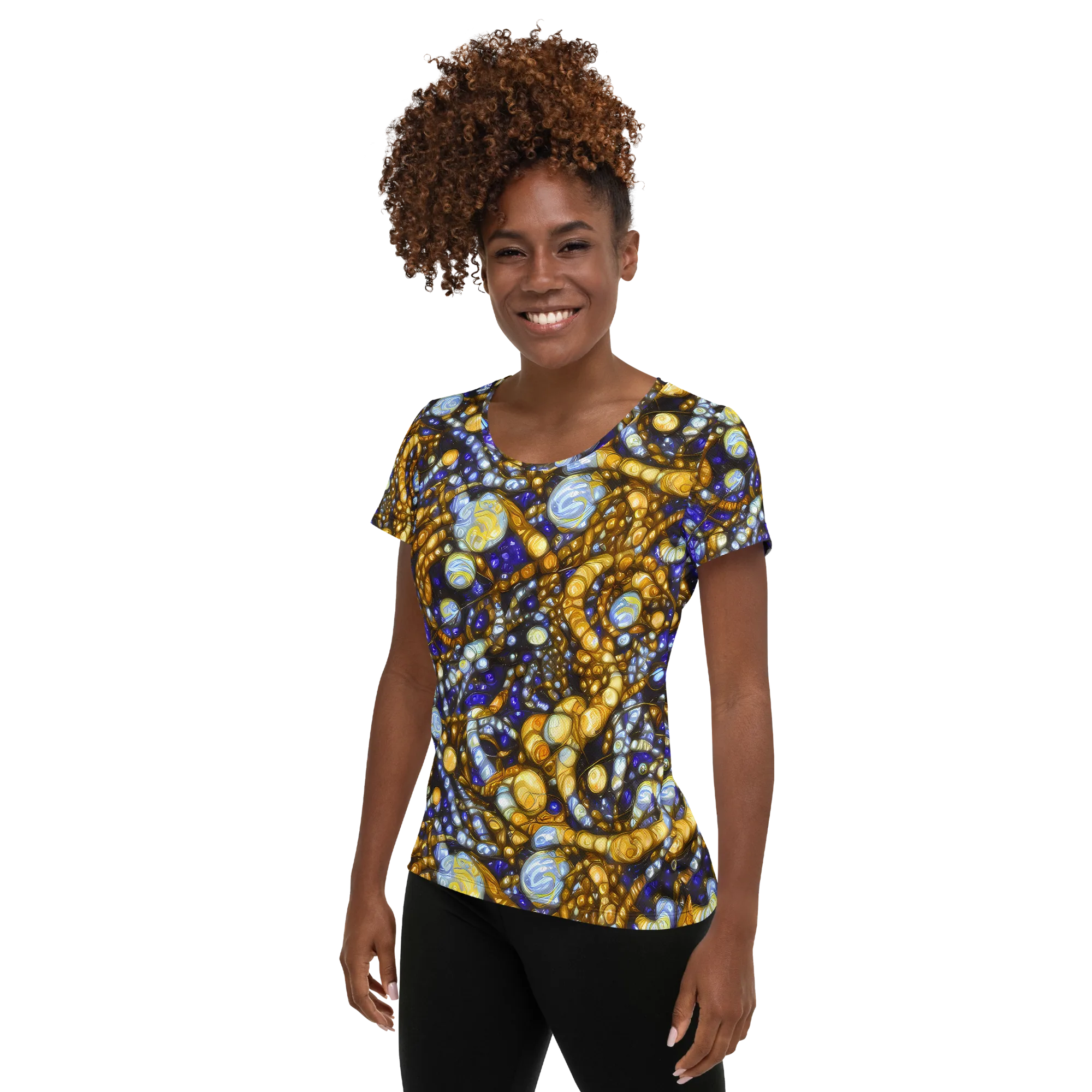 Molten Cobalt on Women's Athletic T-Shirt — Left