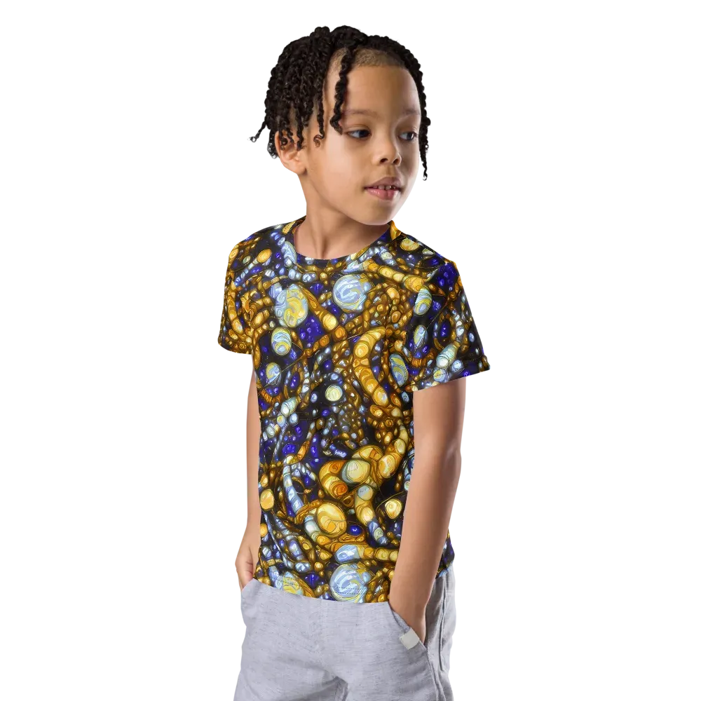 Molten Cobalt on Kids Crew Neck T-Shirt — Left Front