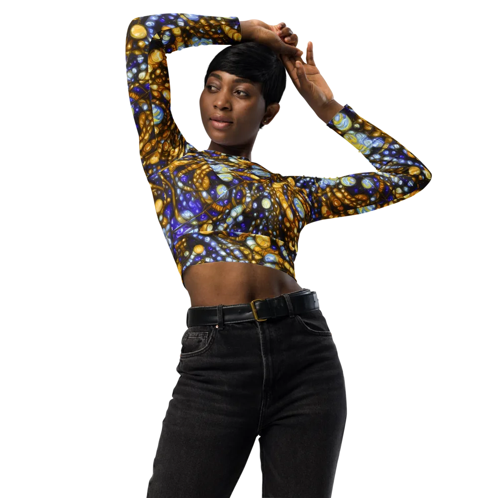Molten Cobalt on Long Sleeve Crop Top — Front