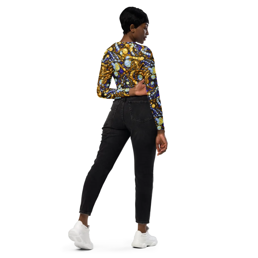 Molten Cobalt on Long Sleeve Crop Top — Right Back