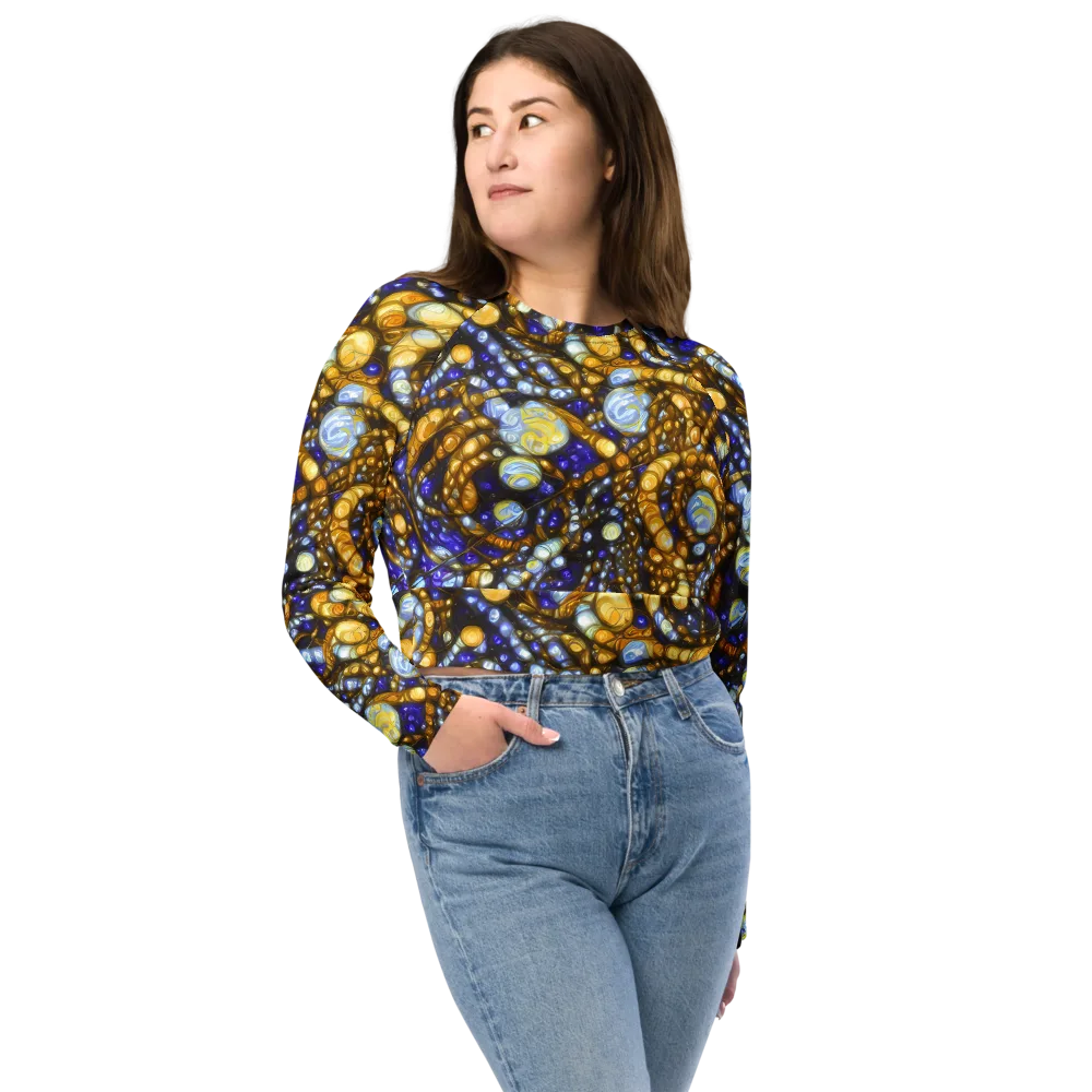 Molten Cobalt on Long Sleeve Crop Top — Front