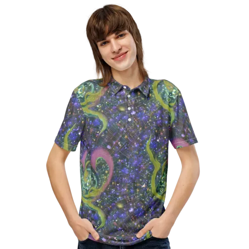 Neon Garden Grid on a Men's Slim Fit Polo Shirt