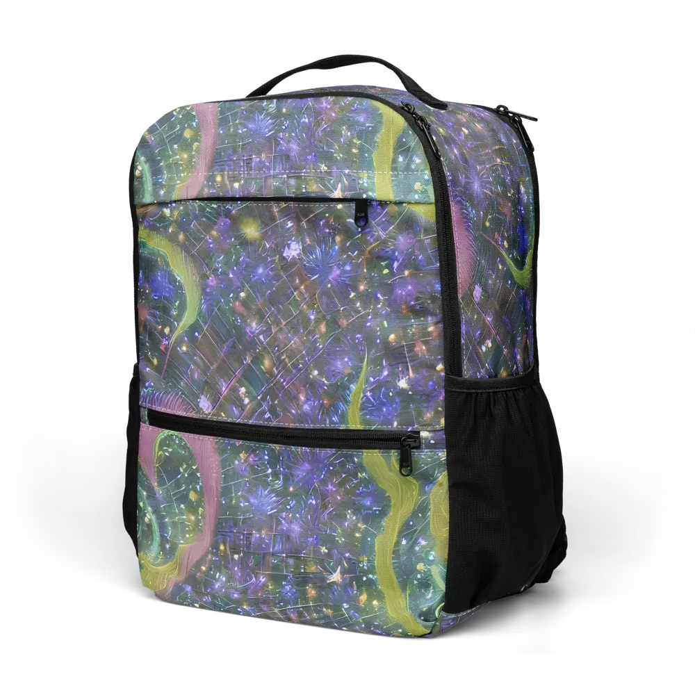Neon Garden Grid on Utility Backpack — Left Front