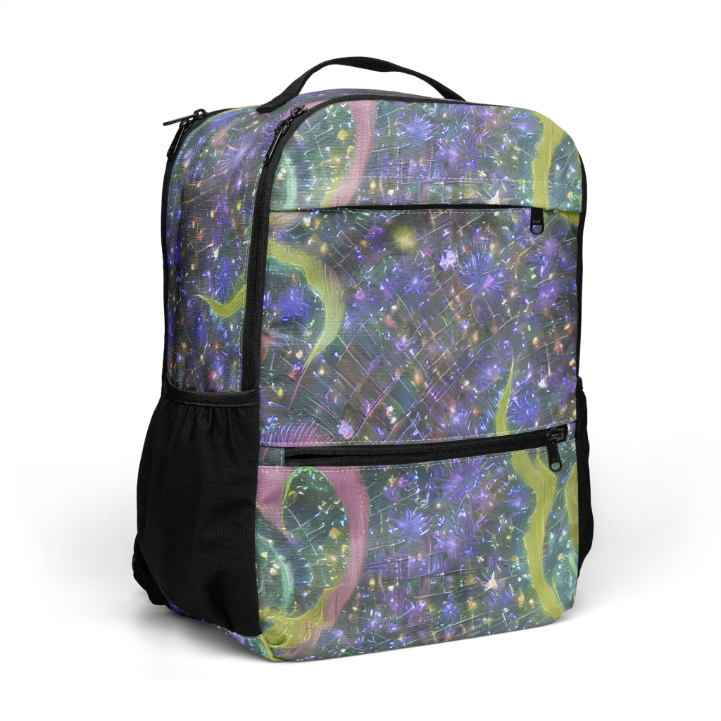 Neon Garden Grid on Utility Backpack — Right Front