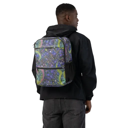 Neon Garden Grid on a Utility Backpack