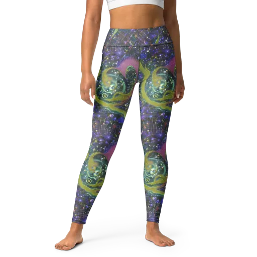 Neon Garden Grid on a Yoga Leggings