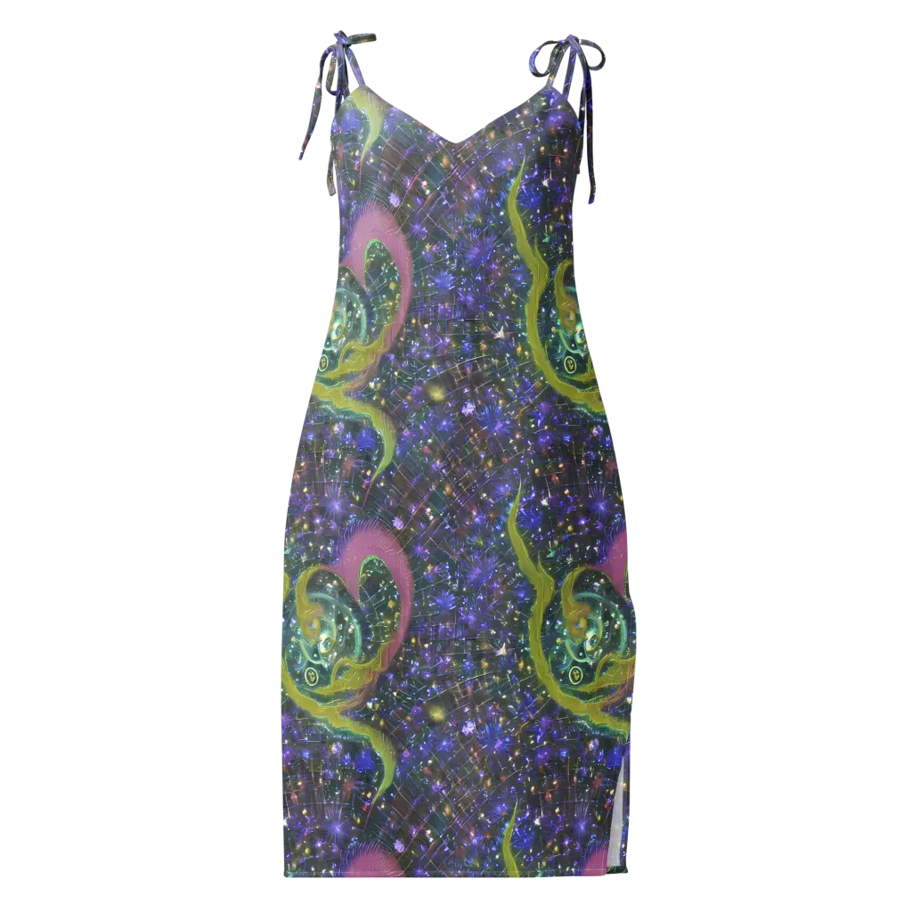 Neon Garden Grid on Slip Dress — Front