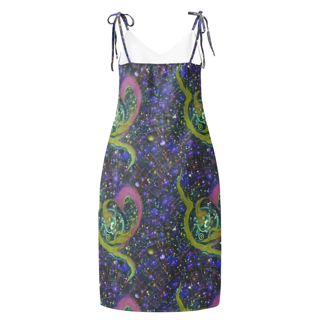 Neon Garden Grid on Slip Dress — Back