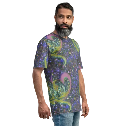 Neon Garden Grid on a Men's Crew Neck T-Shirt