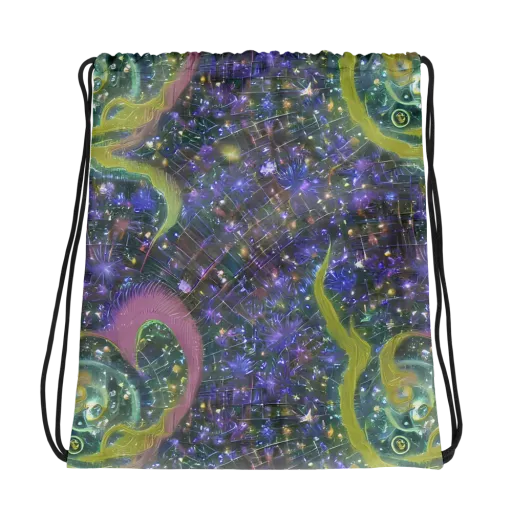Neon Garden Grid on a Drawstring Bag