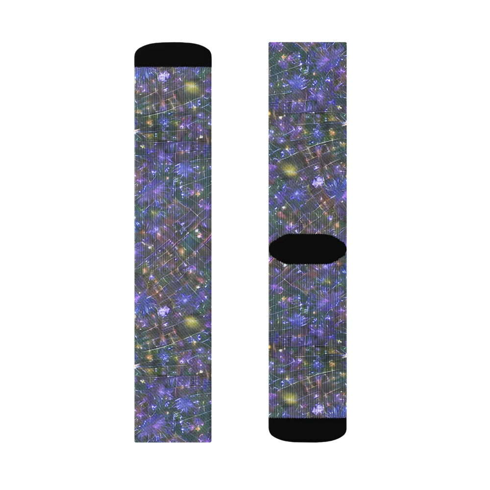 Neon Garden Grid on Socks — Left Sock