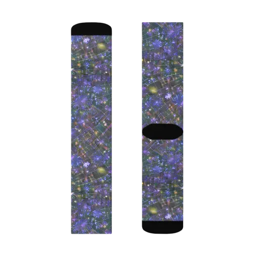 Neon Garden Grid on a Socks