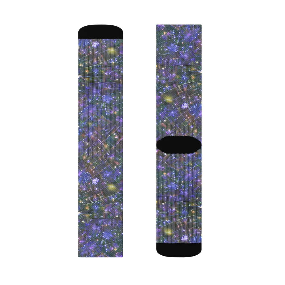 Neon Garden Grid on Socks — Right Sock