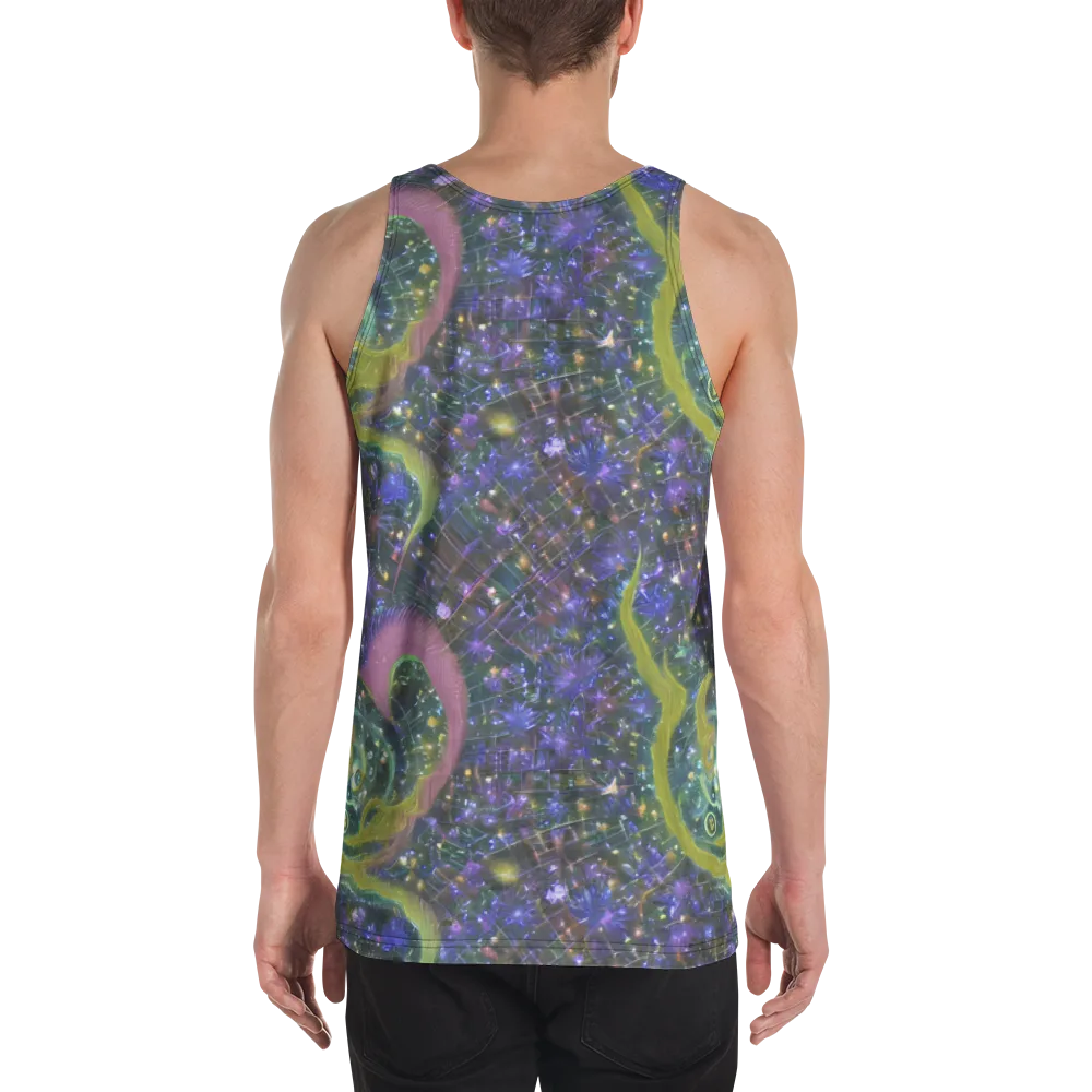 Neon Garden Grid on Men's Tank Top — Back