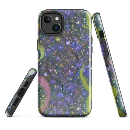 Neon Garden Grid on a MagSafe Tough Case for iPhone®