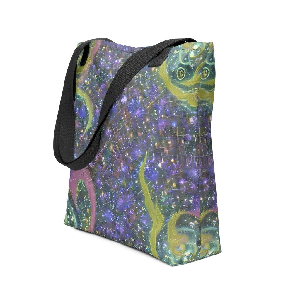 Neon Garden Grid on Tote Bag — Front