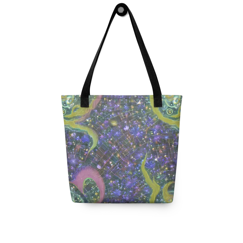Neon Garden Grid on Tote Bag — Front