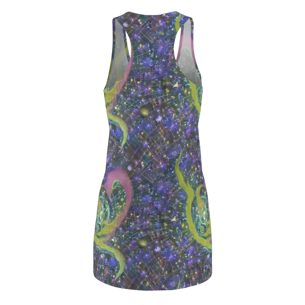 Neon Garden Grid on Racerback Dress — Back
