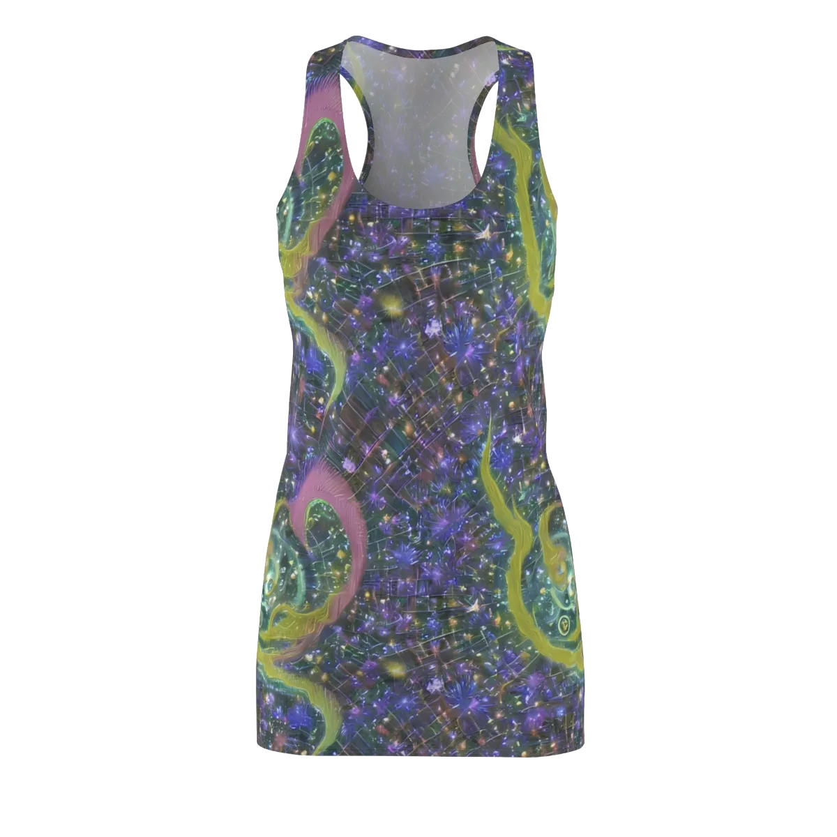 Neon Garden Grid on Racerback Dress — Front