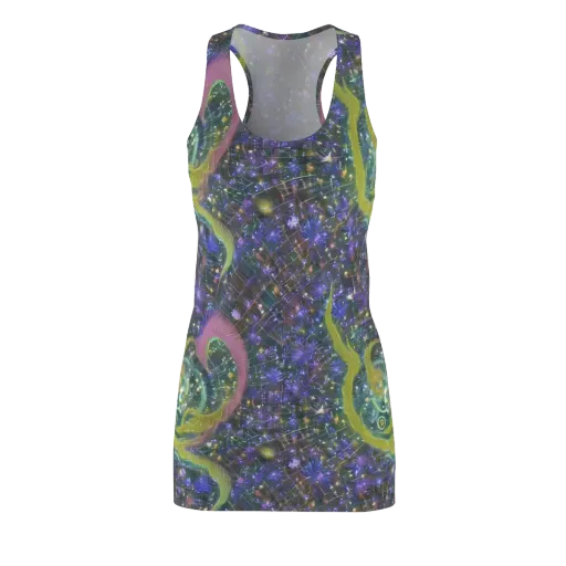 Neon Garden Grid on a Racerback Dress