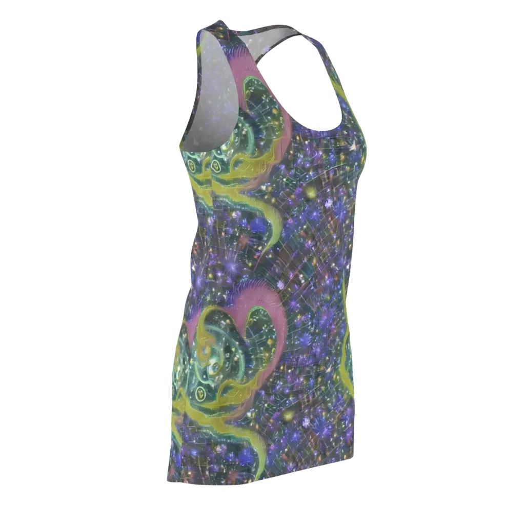 Neon Garden Grid on Racerback Dress — Front Side