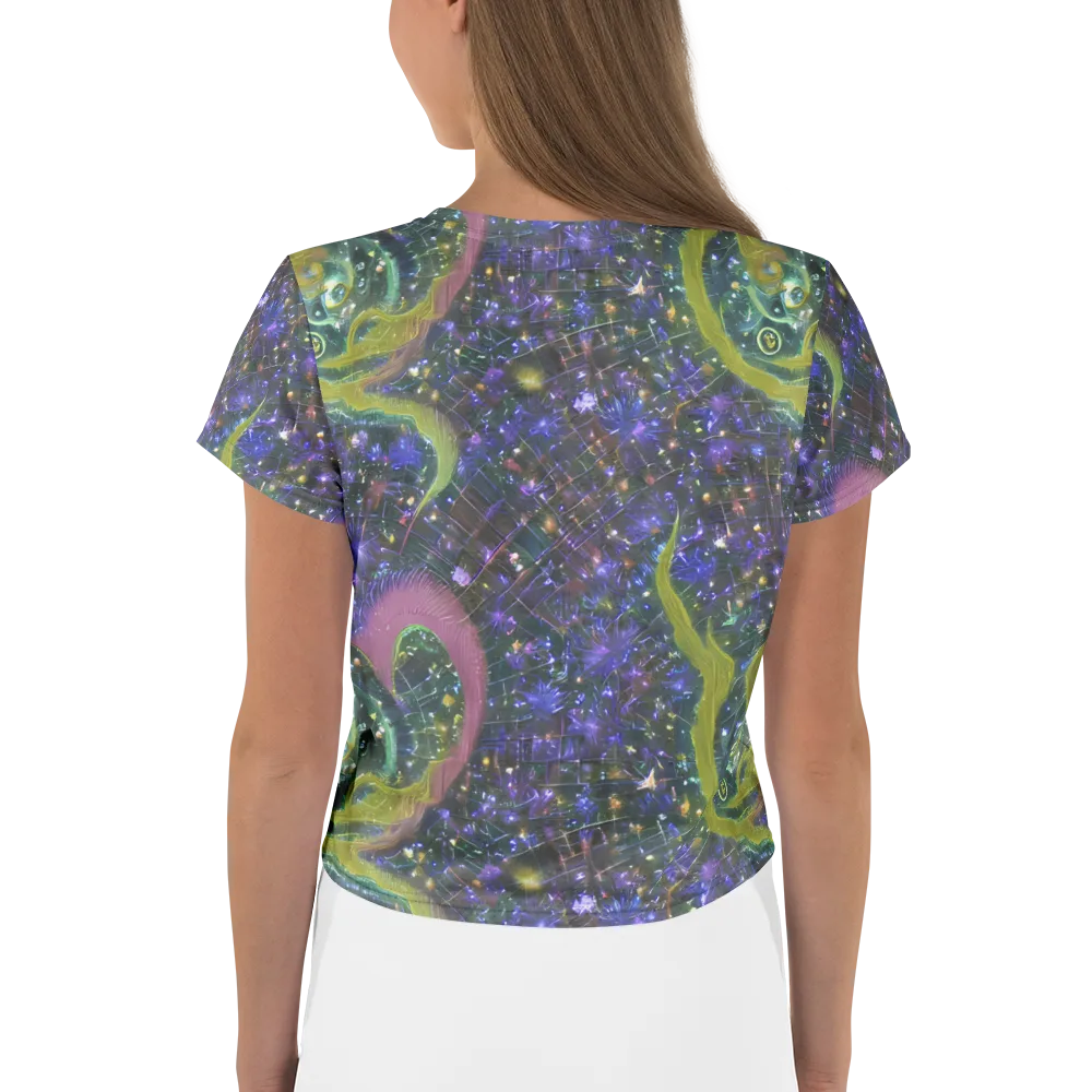 Neon Garden Grid on Crop Tee — Back