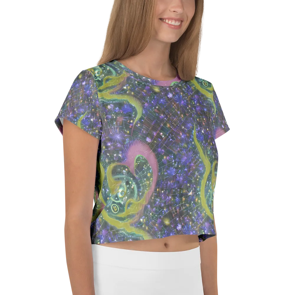 Neon Garden Grid on Crop Tee — Right