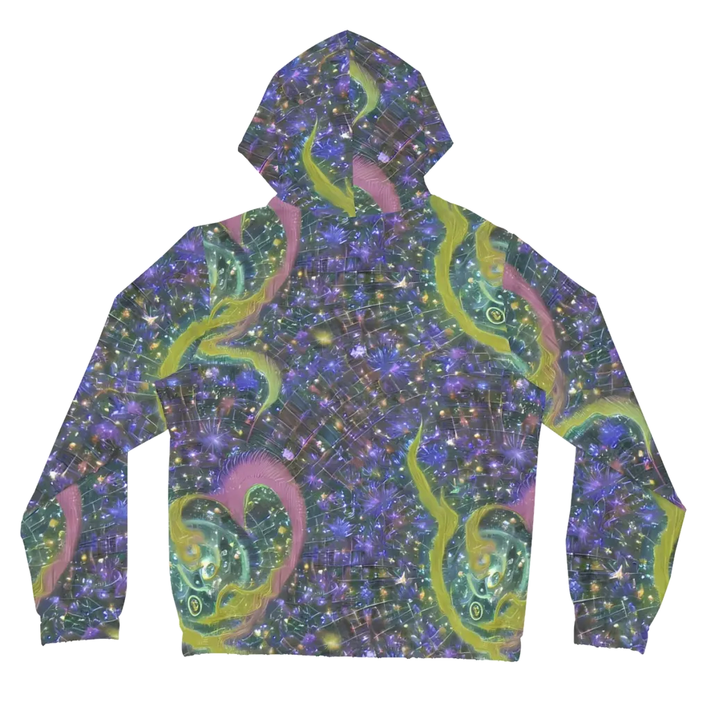 Neon Garden Grid on Women's Full-Zip Hoodie — Back