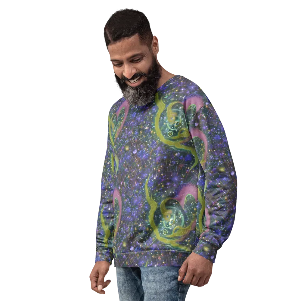 Neon Garden Grid on Sweatshirt — Left Front