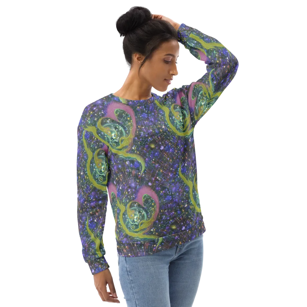 Neon Garden Grid on Sweatshirt — Right Front