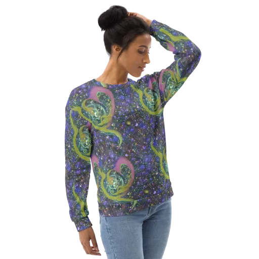 Neon Garden Grid on a Sweatshirt
