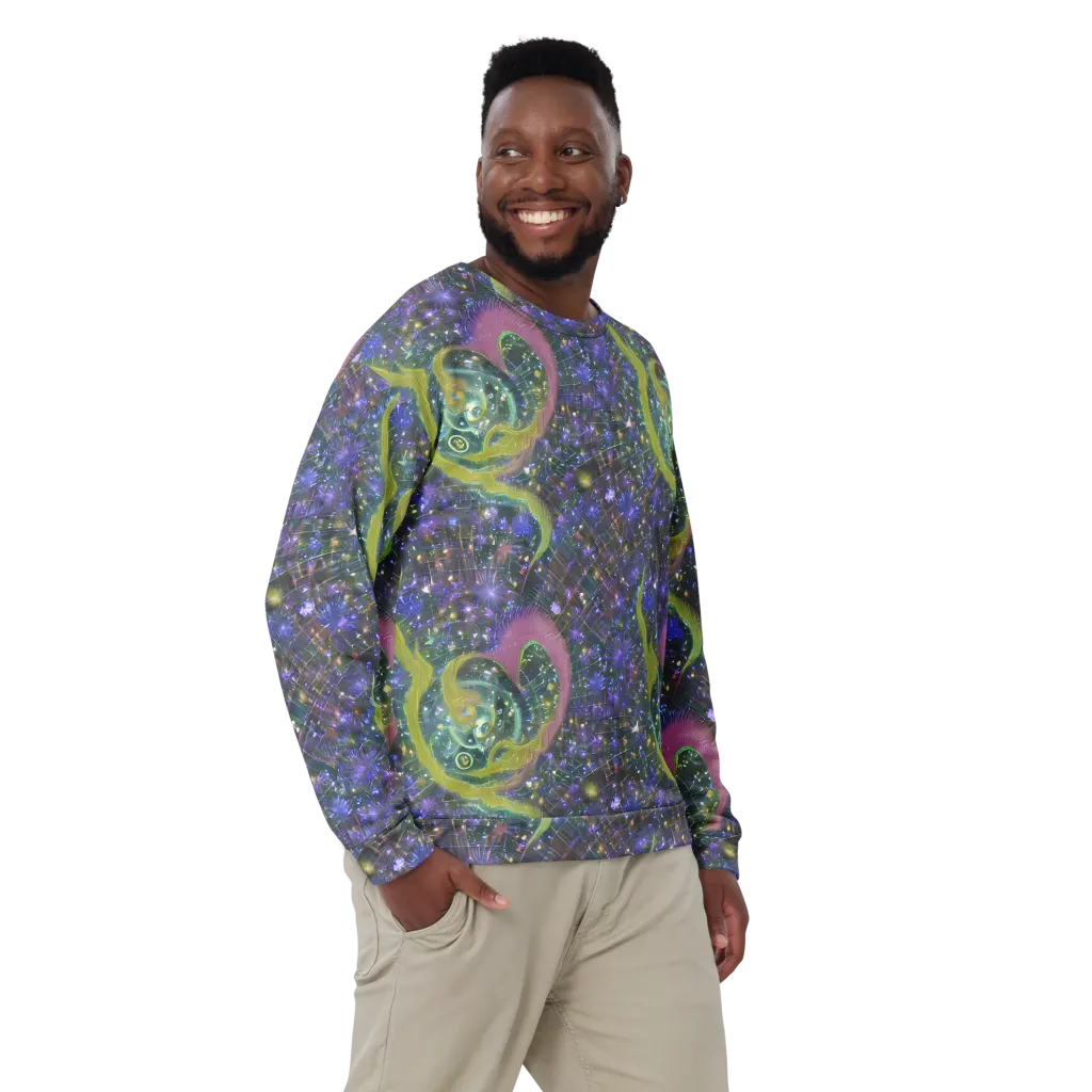 Neon Garden Grid on Sweatshirt — Front