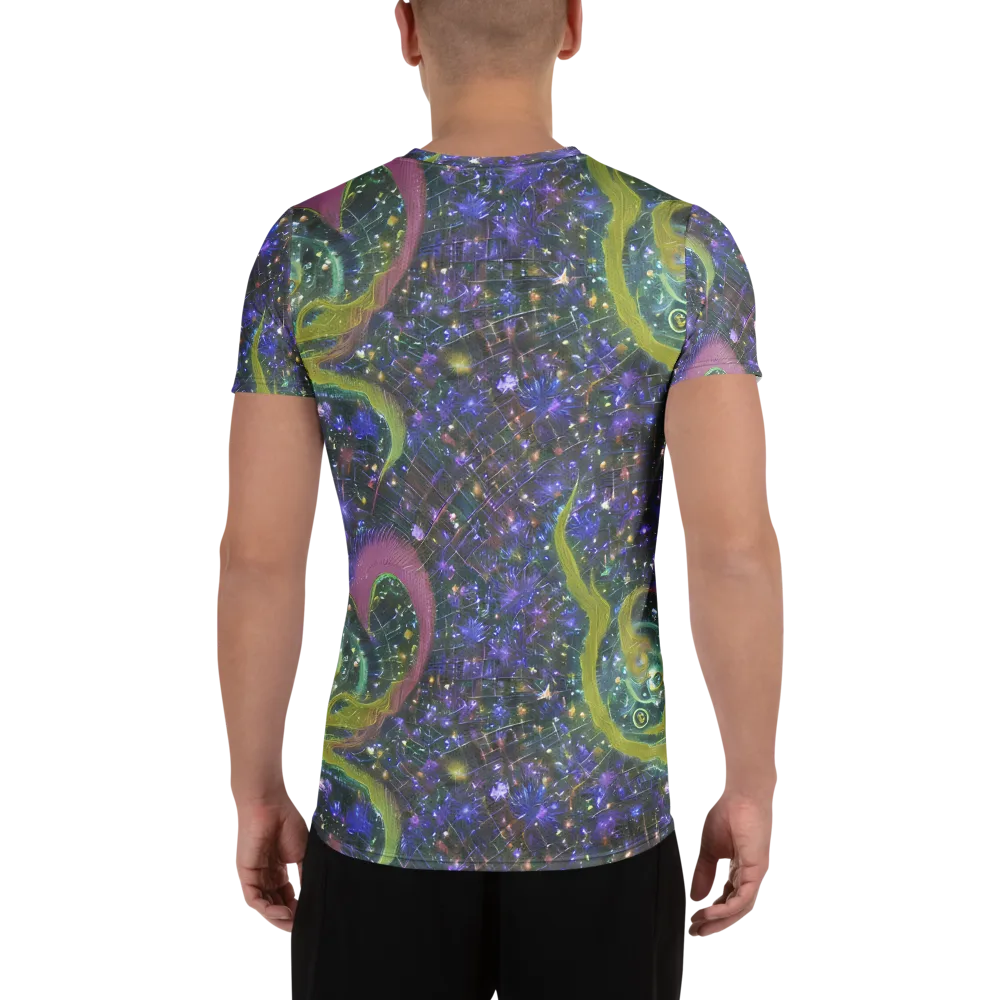 Neon Garden Grid on Men's Athletic T-Shirt — Back