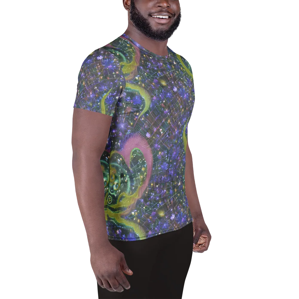 Neon Garden Grid on Men's Athletic T-Shirt — Right