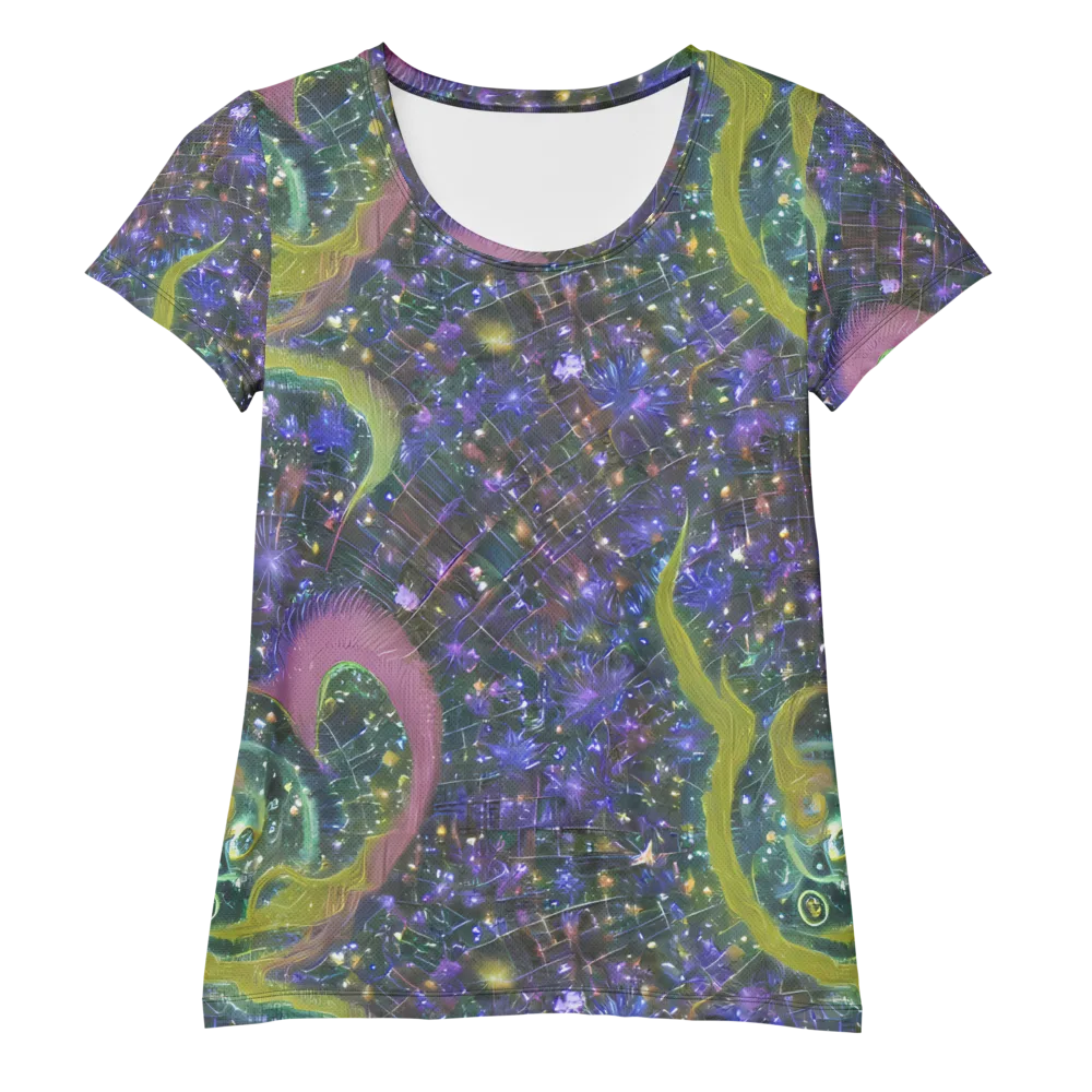 Neon Garden Grid on Women's Athletic T-Shirt — Front