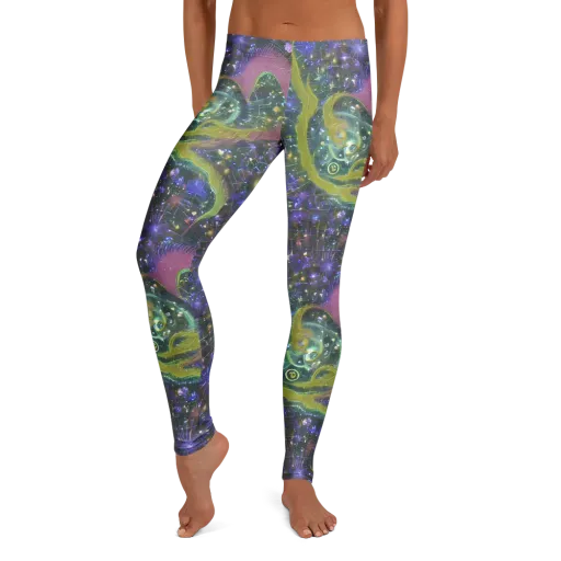 Neon Garden Grid on a Leggings