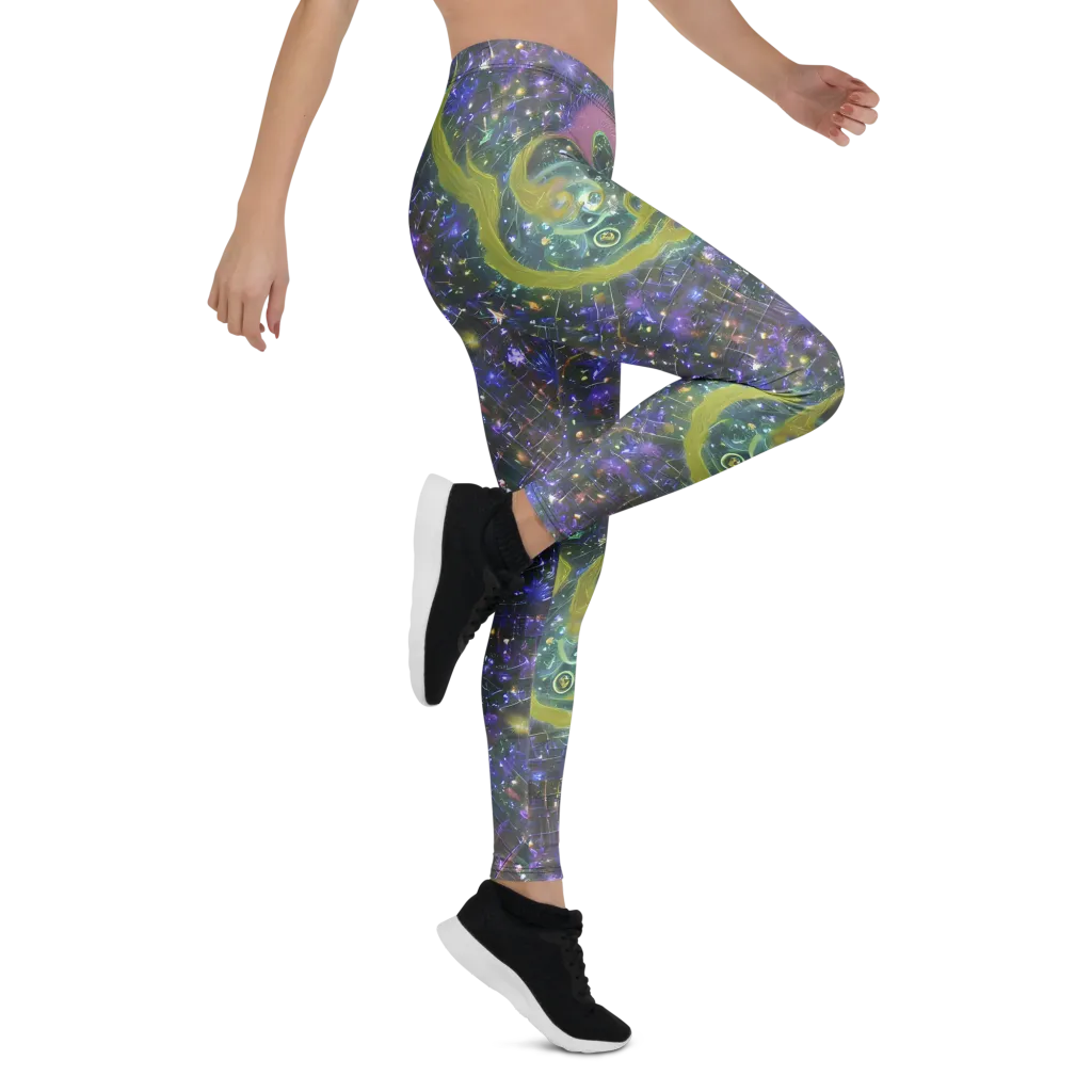 Neon Garden Grid on Leggings — Right