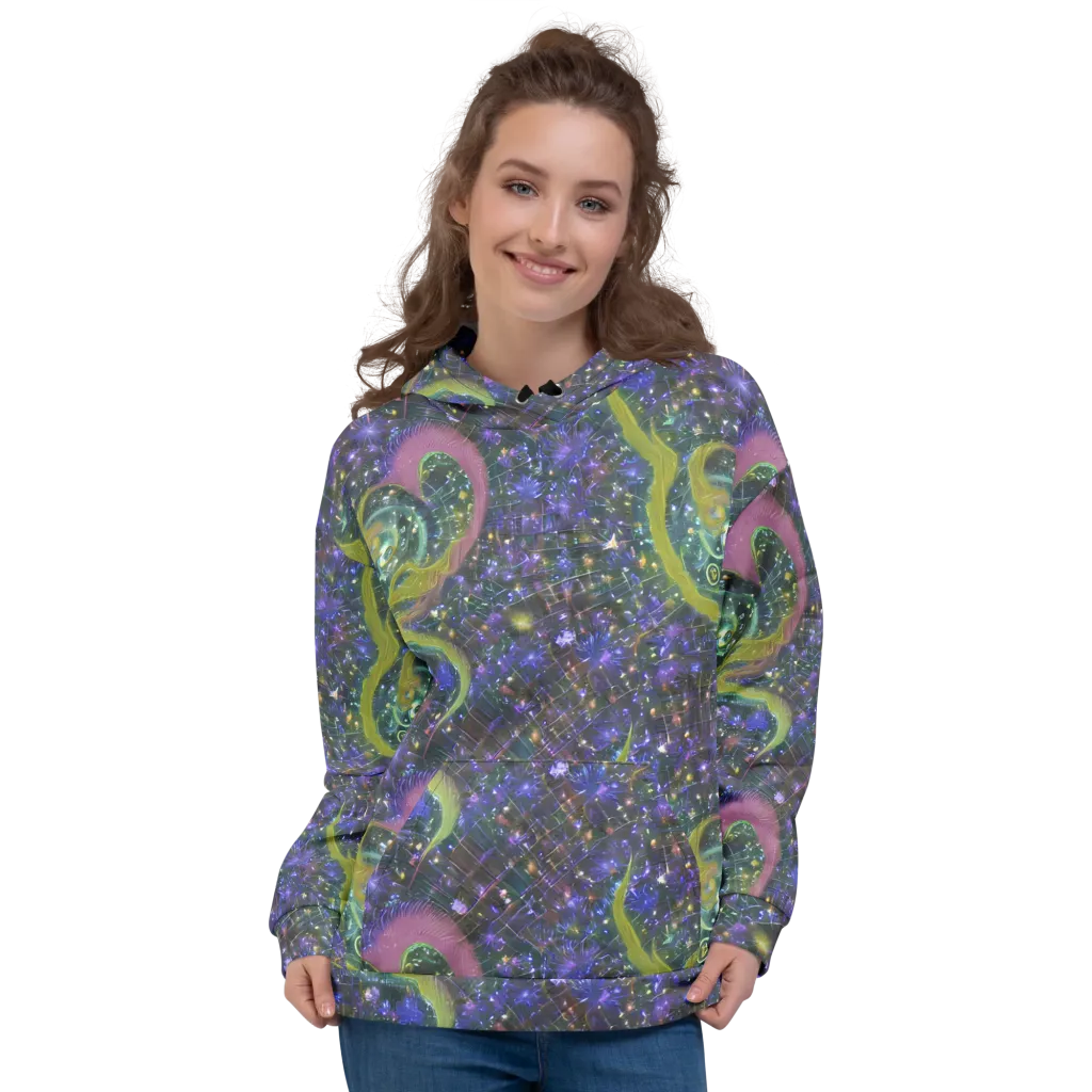 Neon Garden Grid on Hoodie — Front