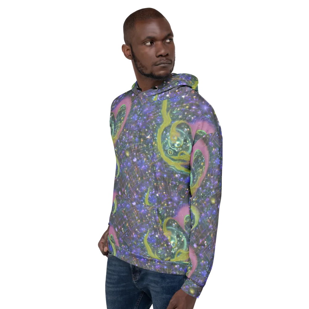 Neon Garden Grid on Hoodie — Left
