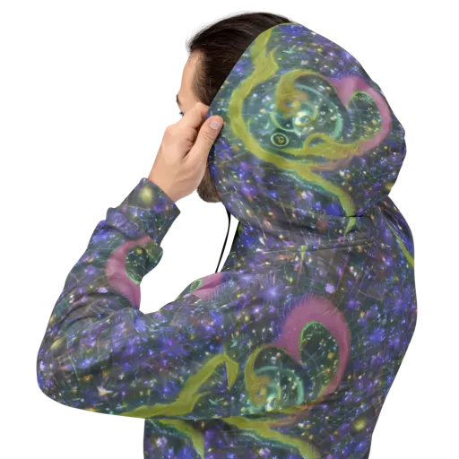 Neon Garden Grid on a Hoodie