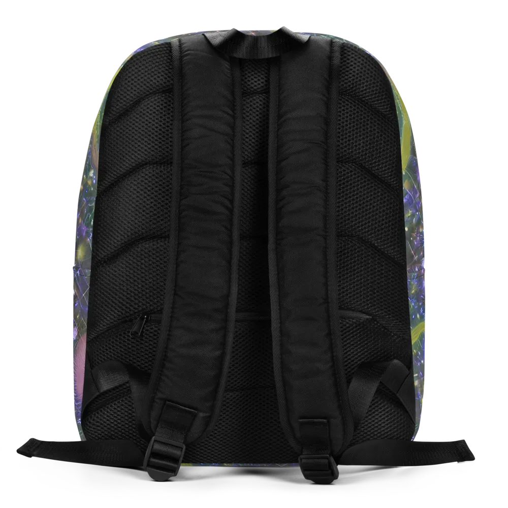 Neon Garden Grid on Minimalist Backpack — Back