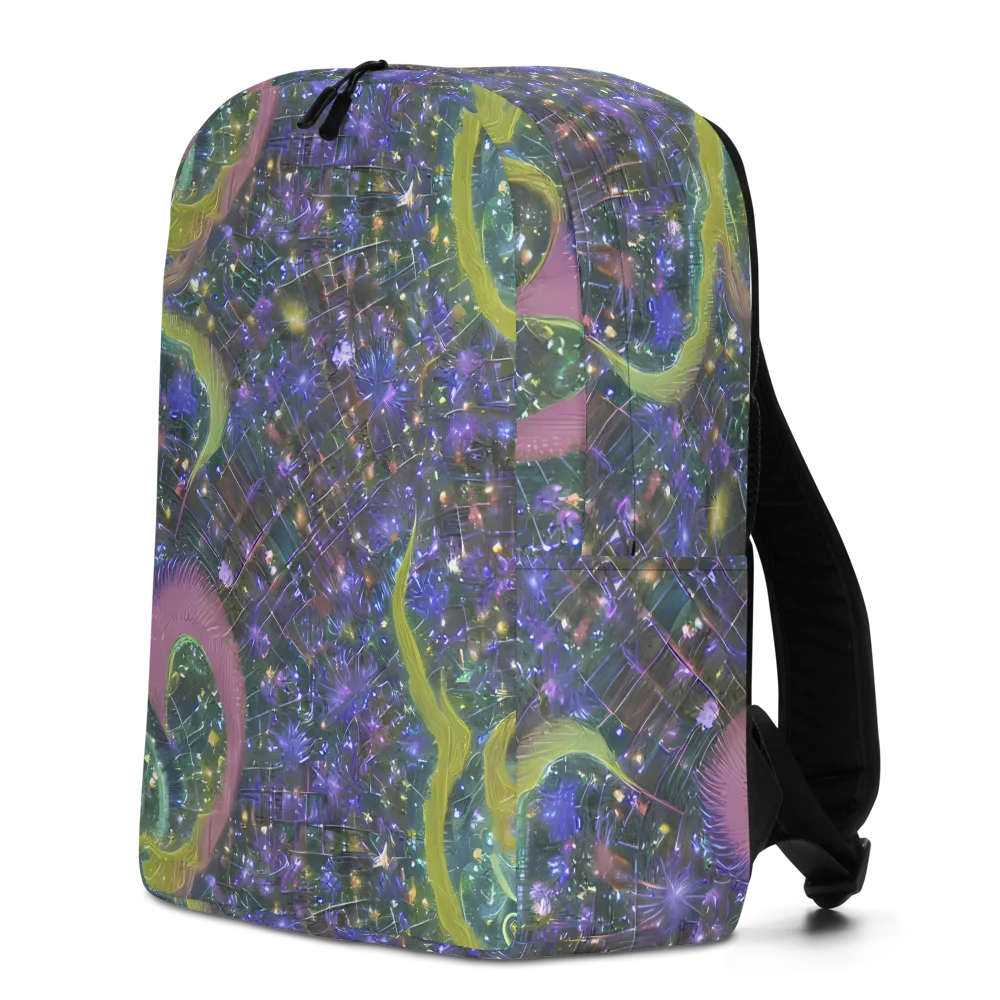 Neon Garden Grid on Minimalist Backpack — Left