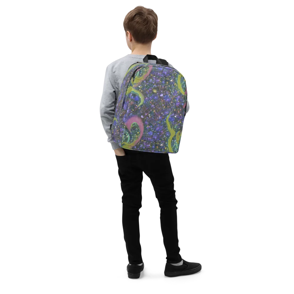 Neon Garden Grid on Minimalist Backpack — Right Front