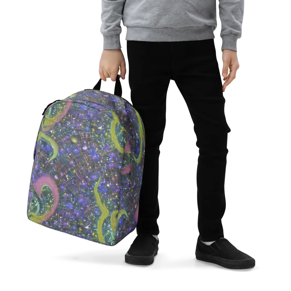 Neon Garden Grid on Minimalist Backpack — Zoomed-in