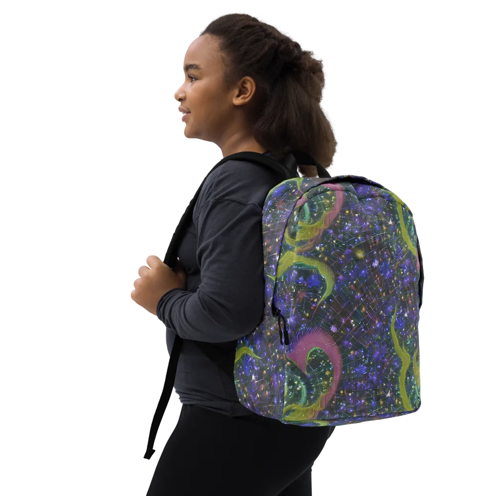 Neon Garden Grid on Minimalist Backpack — Right Front