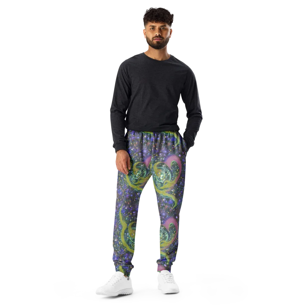 Neon Garden Grid on Men's Joggers — Front